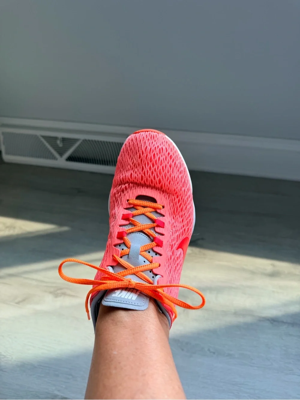 Nike Women's Coral and Orange Mesh Running Shoes